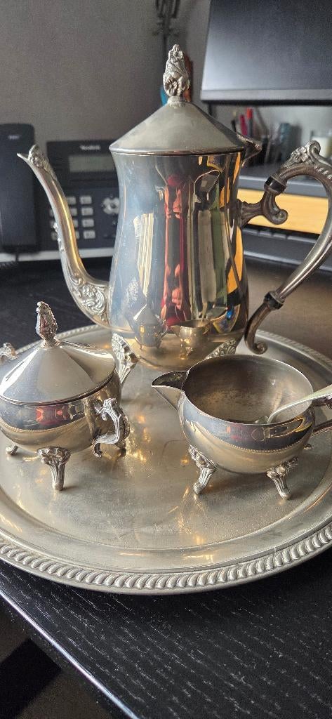 Vintage Zilverkleurige koffie/theeset, klassiek & decoratief, Antiek en Kunst, Antiek | Servies compleet, Ophalen