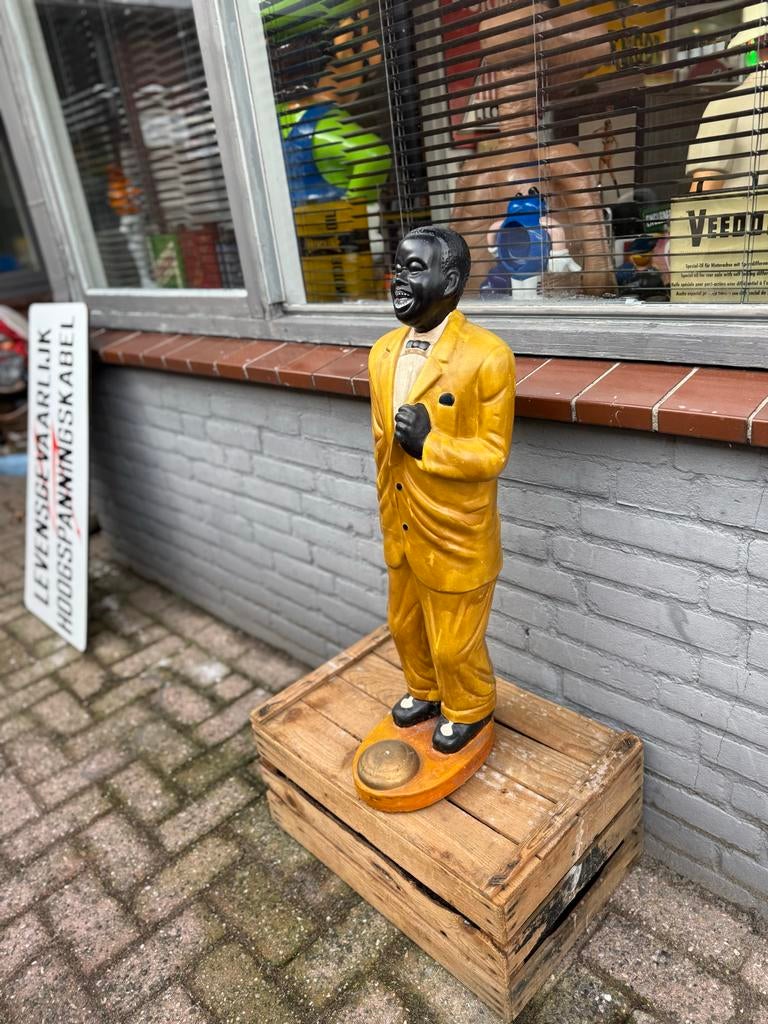 Vintage Beeld Zwarte Man met Geel Pak - Decoratief, Ophalen, Kunststof, 50 - 100 cm, Beeld