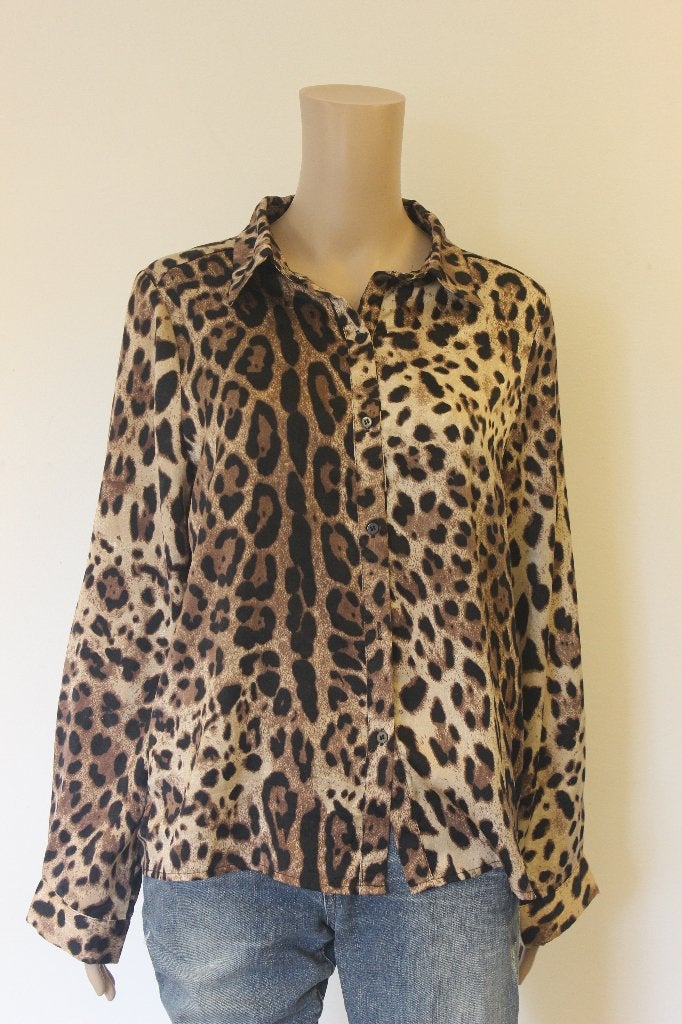 Emma Ella panterprintblouse maat L, Kleding | Dames, Blouses en Tunieken, Emma Ella, Bruin, ., Maat 42/44 (L)