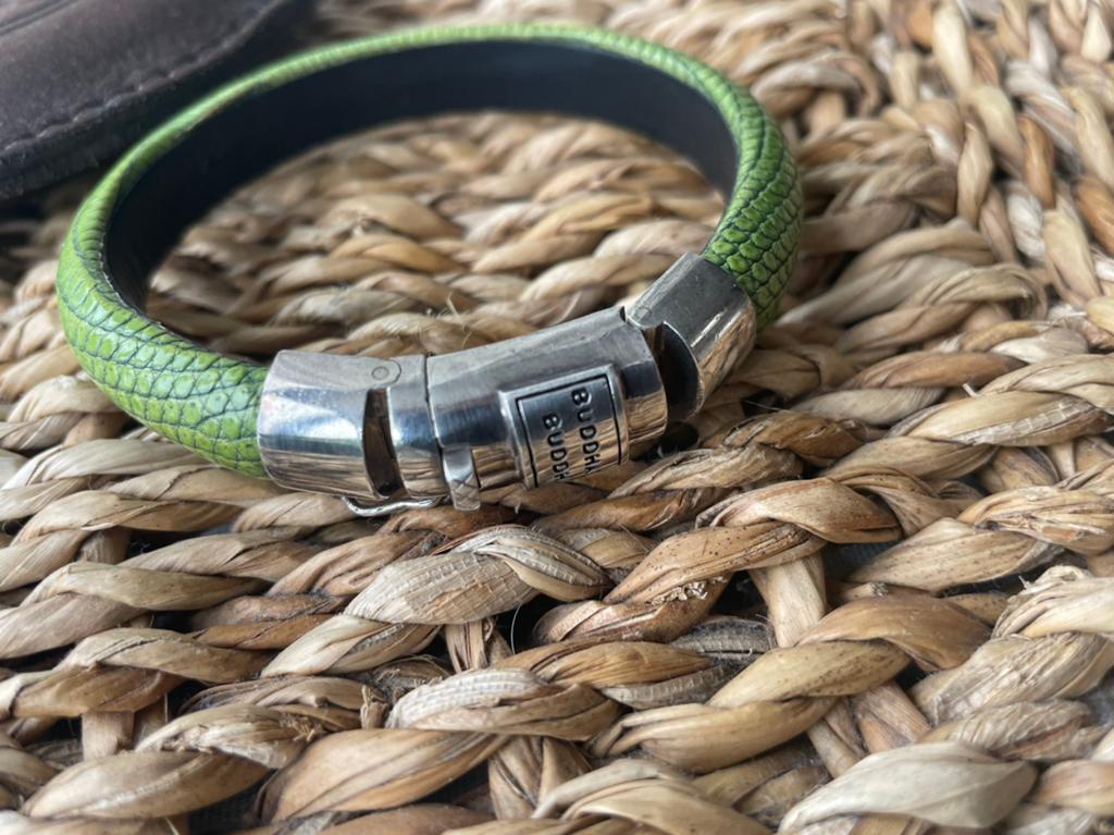 Buddha to buddha leren armband, Sieraden, Tassen en Uiterlijk, Armbanden, Ophalen of Verzenden, Zo goed als nieuw, Zwart, Leer