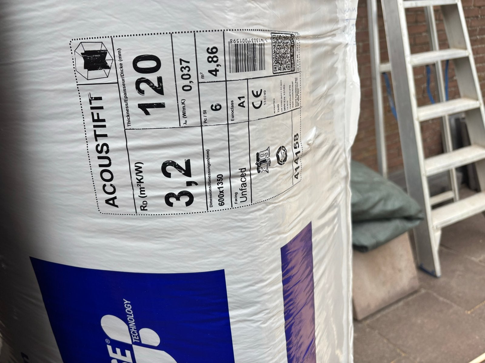 Knauf Acoustifit Glaswol Isolatie 120mm - Nieuw, Ophalen, 12 cm of meer, Nieuw, Minder dan 5 m²