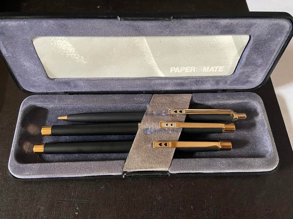 Luxe set PAPERMATE, zwart met goudkleurig, Ophalen of Verzenden, Zo goed als nieuw, Balpen, Overige merken