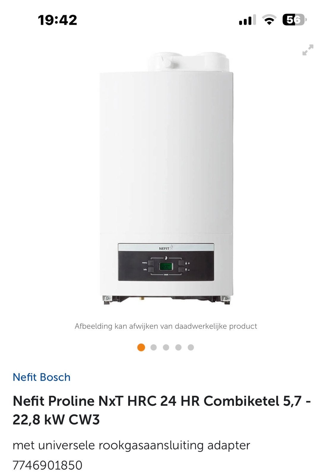 Nefit cv ketel, Aardgas, Ophalen of Verzenden, Minder dan 3 jaar oud, Minder dan 20 liter