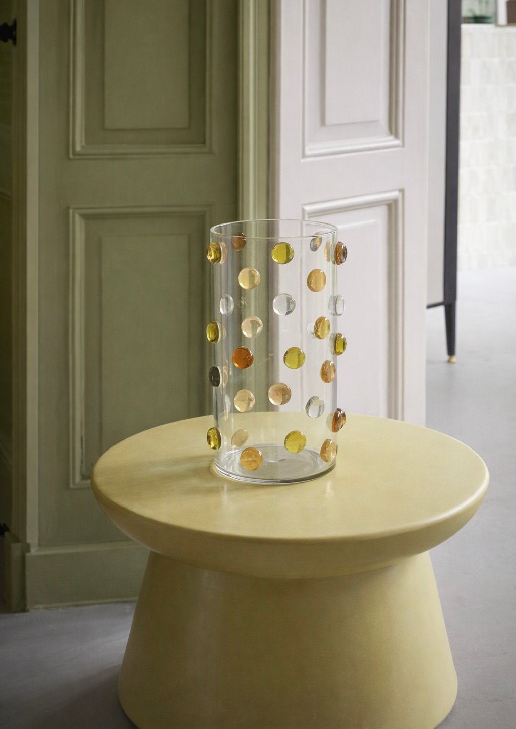Handgemaakte vaas met glas - decoratie, herfst, wonen, Ophalen of Verzenden, Nieuw, Wit, Glas