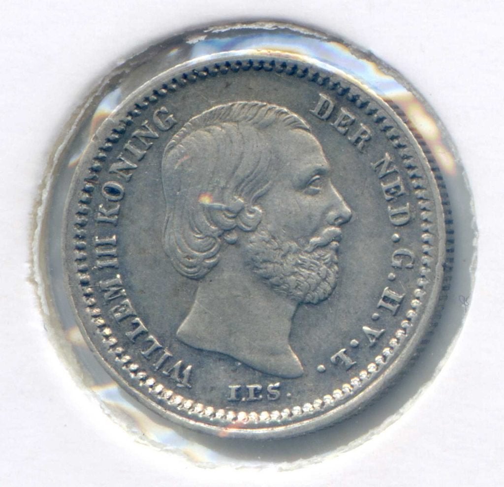 Nederland 5 Cents 1850 Punt achter 1850, Open 8 Mooie Patina, Ophalen of Verzenden, Koning Willem III, 5 cent, Zilver