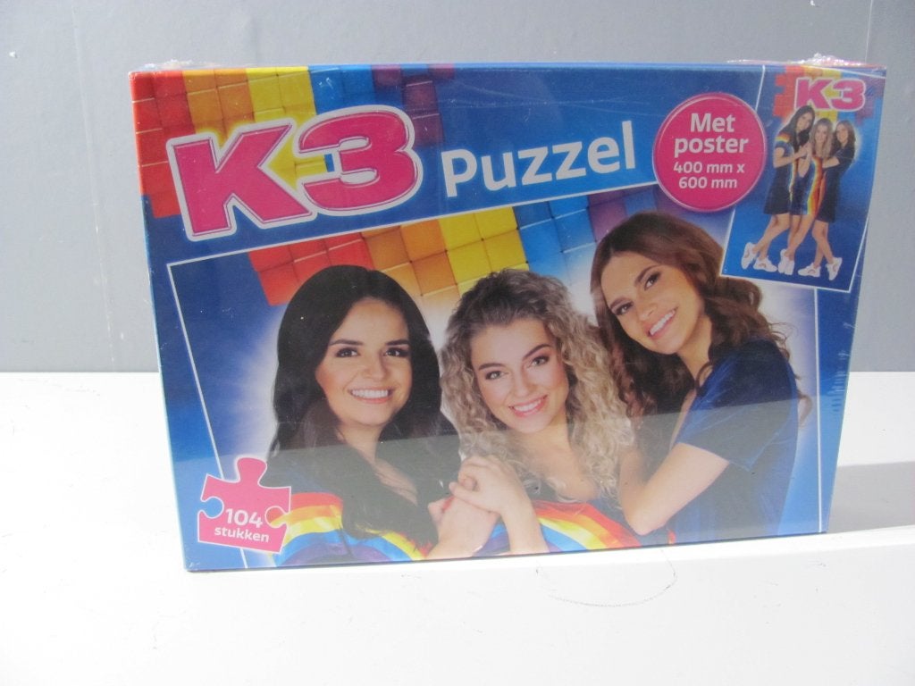 K3 legpuzzel met poster van de dames 400mm x 600mm, Ophalen of Verzenden, Meer dan 50 stukjes, Zo goed als nieuw, 6 jaar of ouder