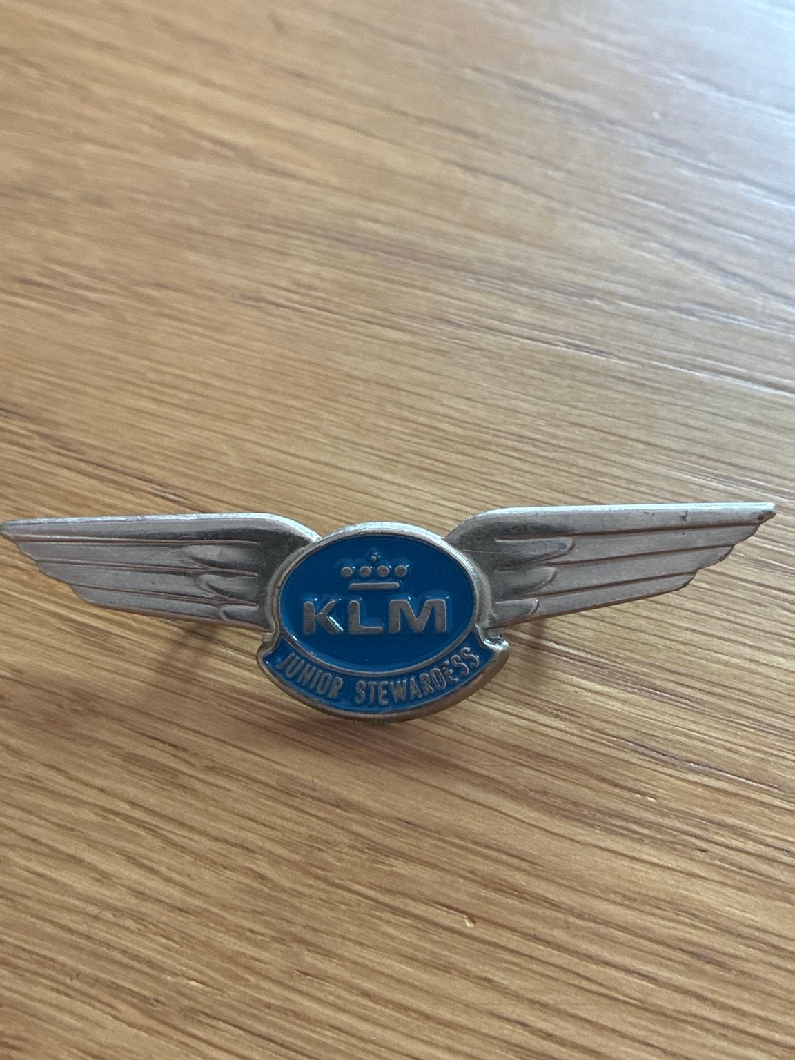 Vintage KLM Junior Stewardess vleugelspeld badge, Verzenden, Gebruikt, Overige typen