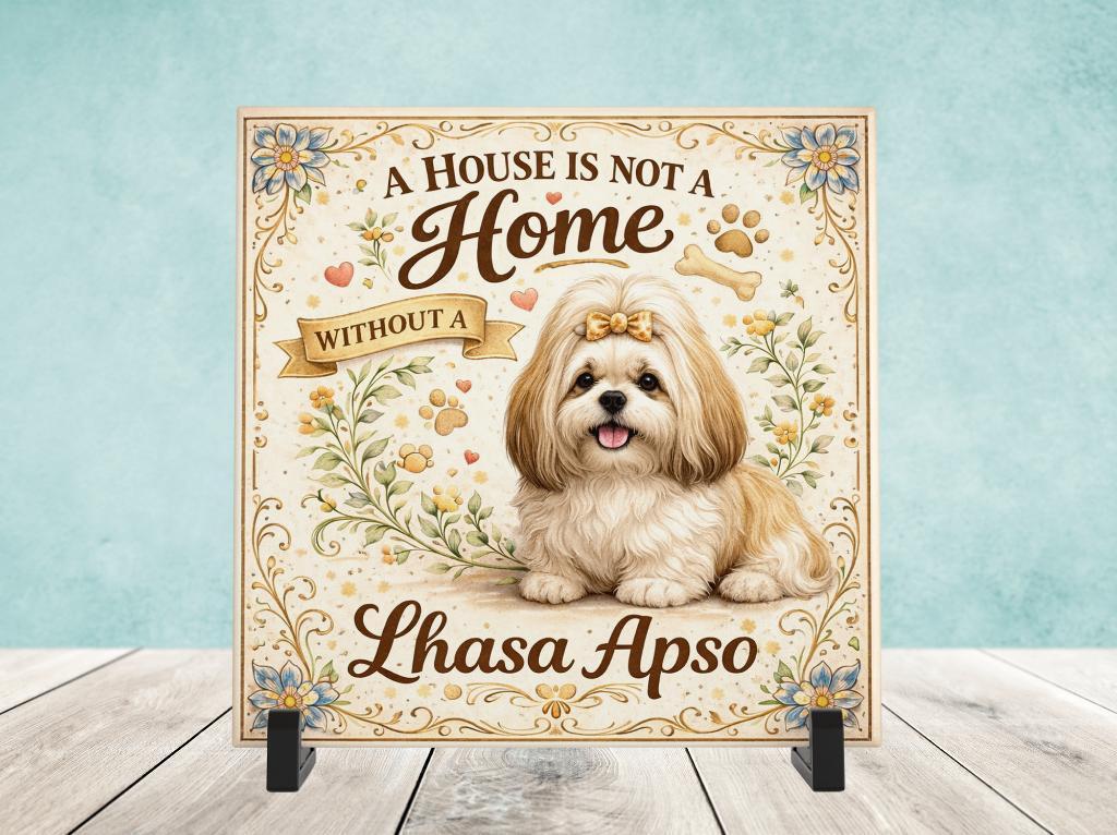 A House is not a Home Without a Lhasa Apso - Tegel, Huis en Inrichting, Woonaccessoires | Tekstborden en Spreuken, Nieuw, Verzenden