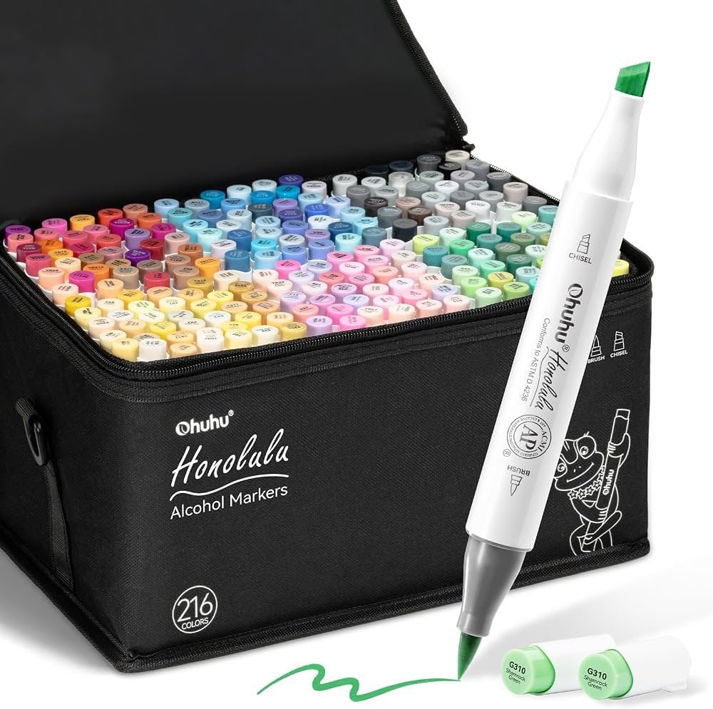 Ohuhu Honolulu Art Markers Set - 216 kleuren, Ophalen of Verzenden, Nieuw, Potlood of Stift