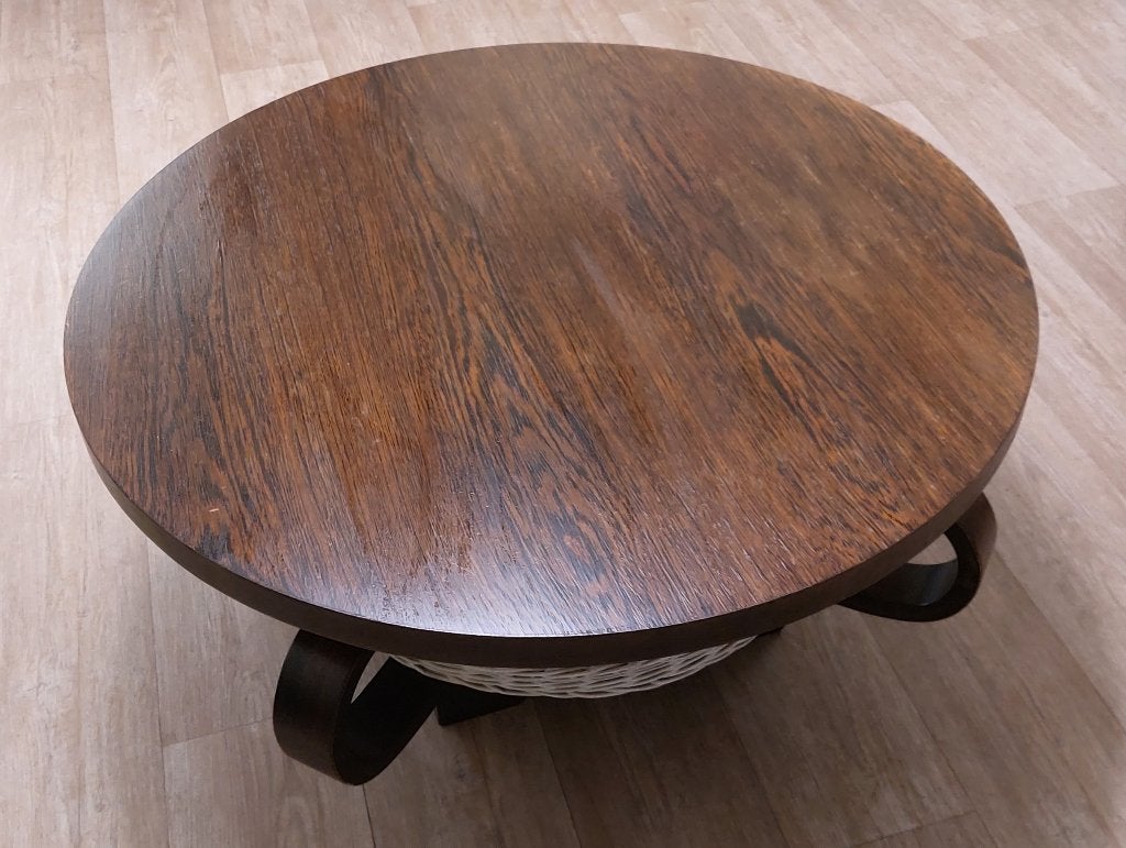 Salontafel van palissander houtfineer rond GRATIS, Ophalen, Gebruikt, 50 tot 100 cm, Rond