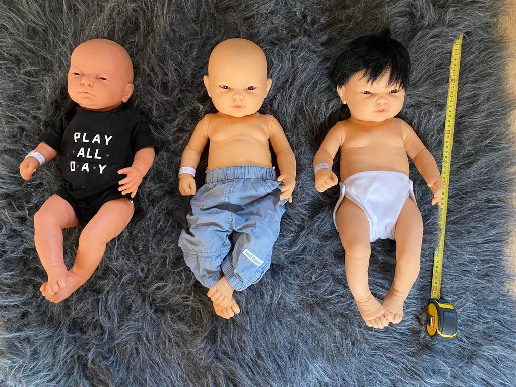 3 Levensechte babypoppen, Ophalen of Verzenden, Zo goed als nieuw, Pop