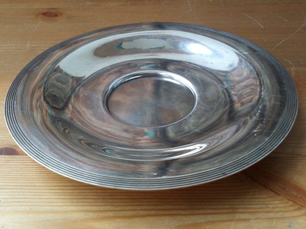 Mooi antiek silverplate bord of schotel uit Engeland 17 cm., Antiek en Kunst, Ophalen of Verzenden