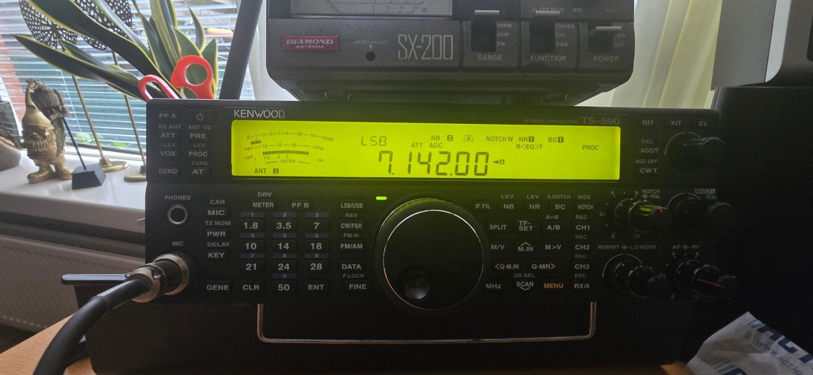 Kenwood TS-590SG HF/50MHz  Handmike Voedingssnoer ,Manual Nl, Ophalen, Zo goed als nieuw, Zender en Ontvanger