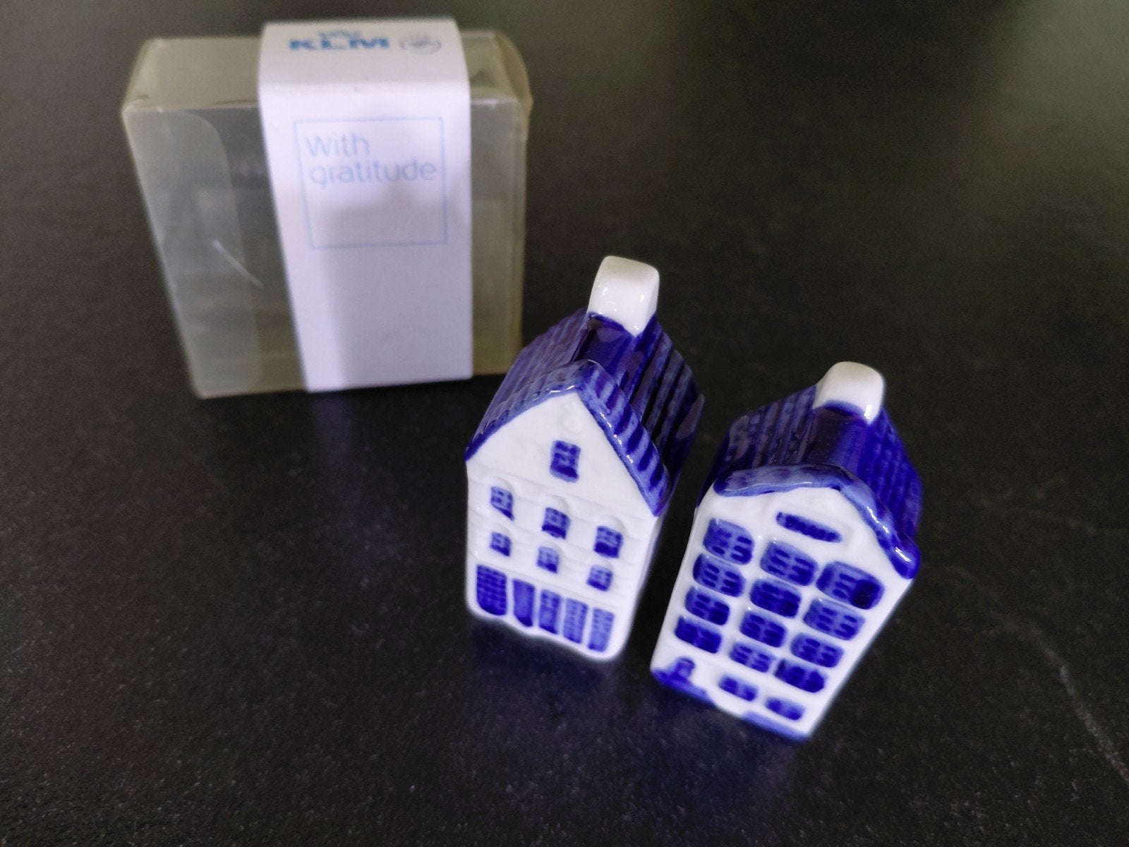 KLM Delfts Blauw huisjes peper en zoutstel, Verzamelen, Ophalen of Verzenden, Zo goed als nieuw