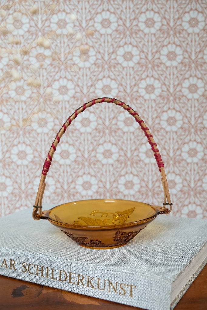 Vintage amberkleur schaaltje bonbonschaal gekleurd glas, Antiek en Kunst, Antiek | Glas en Kristal, Ophalen of Verzenden