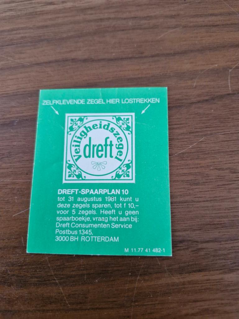 7910 Vintage Dreft Sticker Spaarplan 10 (1981), Verzamelen, Ophalen of Verzenden, Gebruikt