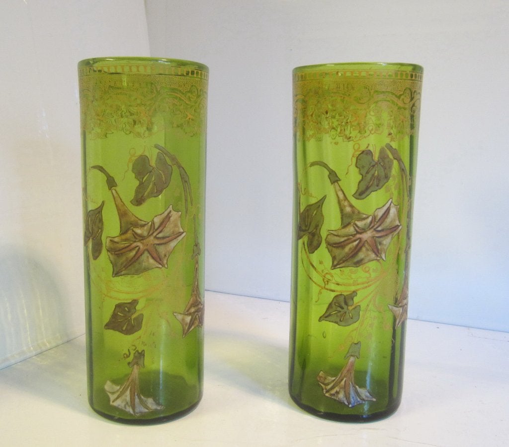 2 antieke art nouveau Legras vazen, email,ca 1910 H 28 cm, Antiek en Kunst, Verzenden