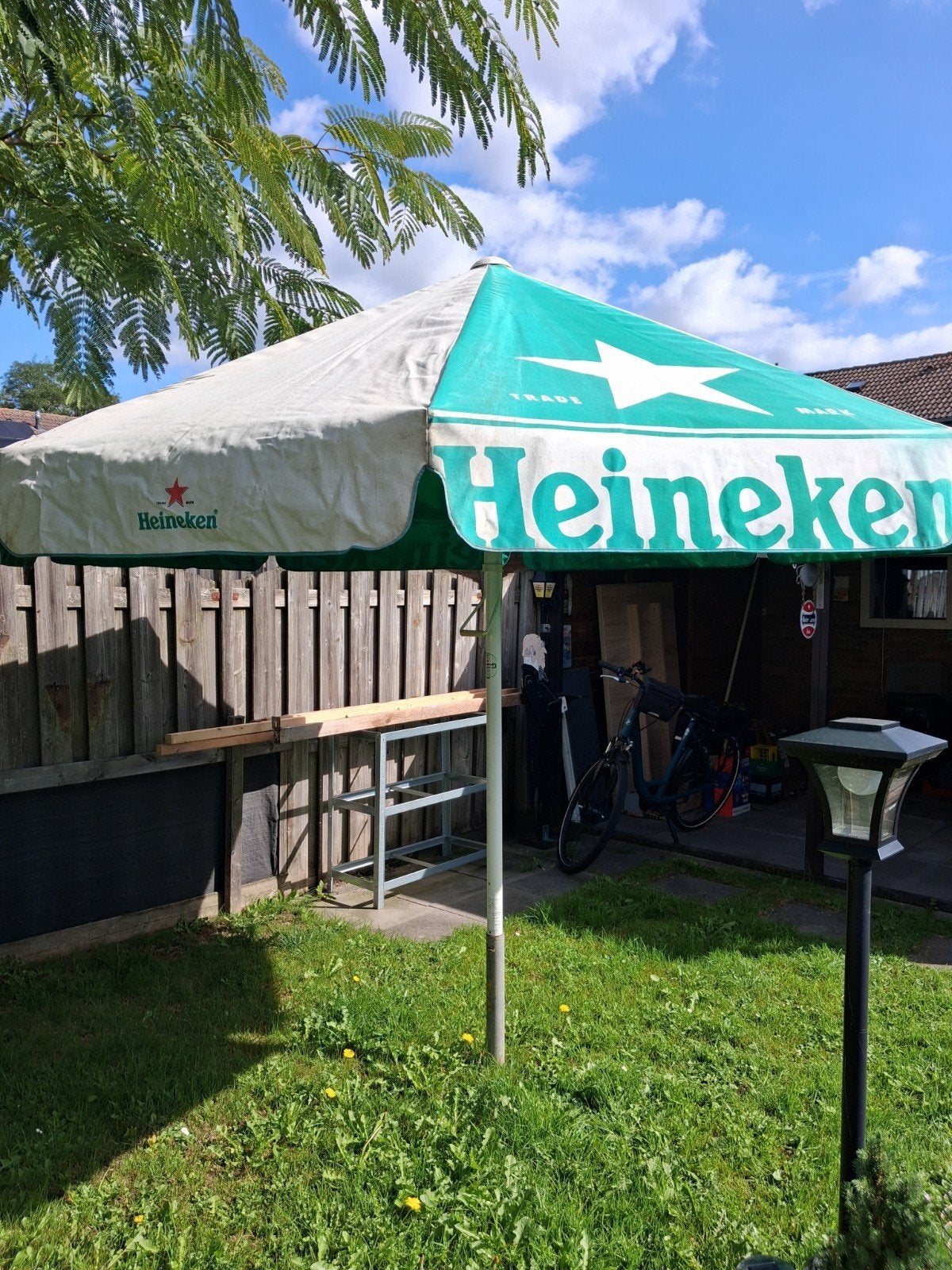 Gratis Heineken parasol  3 meter, Ophalen, Gebruikt, 3 tot 4 meter, Stokparasol