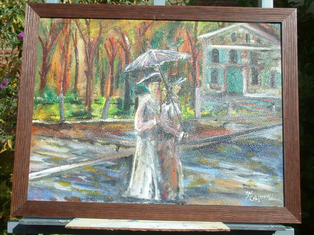 Parijs  ?  60 x80 cm olie verf, Ophalen, Doek, Gesigneerd, Olieverf