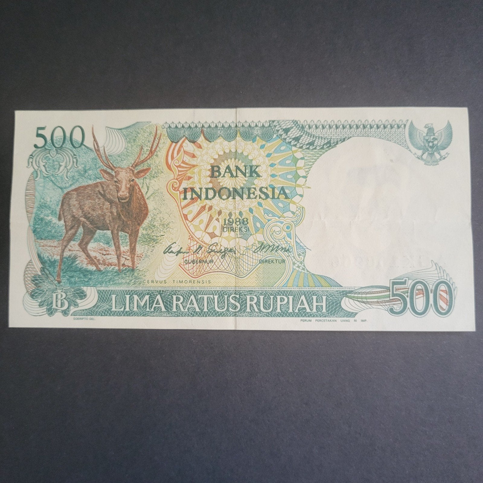 Indonesische 500 Rupiah bankbiljet 1988 - Hertenmotief, Verzenden, Zuidoost-Azië, Los biljet