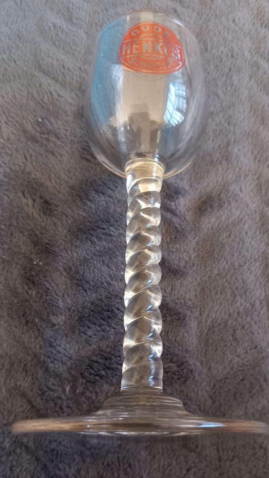 Vintage "Oude Henkes Schiedam" Gedraaide Steel Jenever Glas, Verzamelen, Ophalen of Verzenden, Zo goed als nieuw, Overige typen