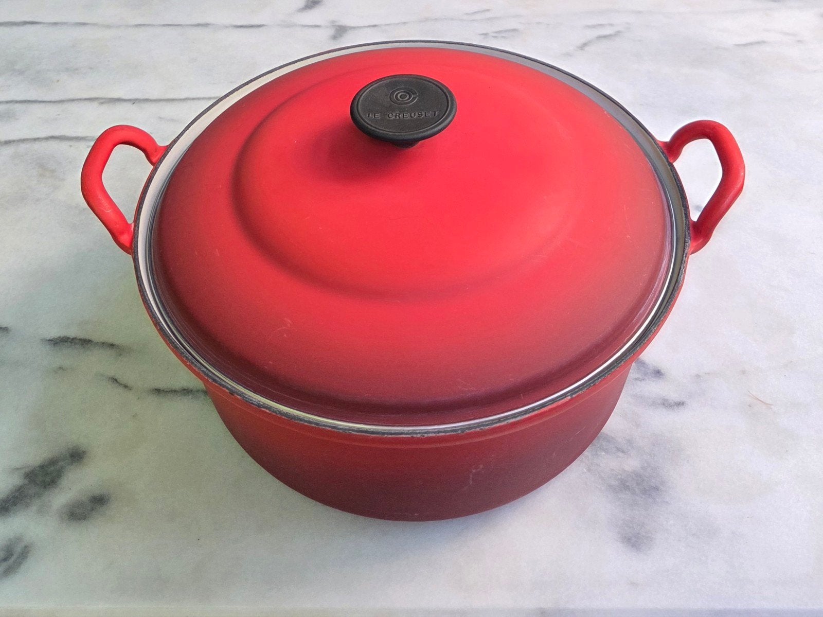Le Creuset Faitout braadpan - kersenrood - Ø 28 cm, Gebruikt, Le Creuset, Ophalen of Verzenden, Braadpan