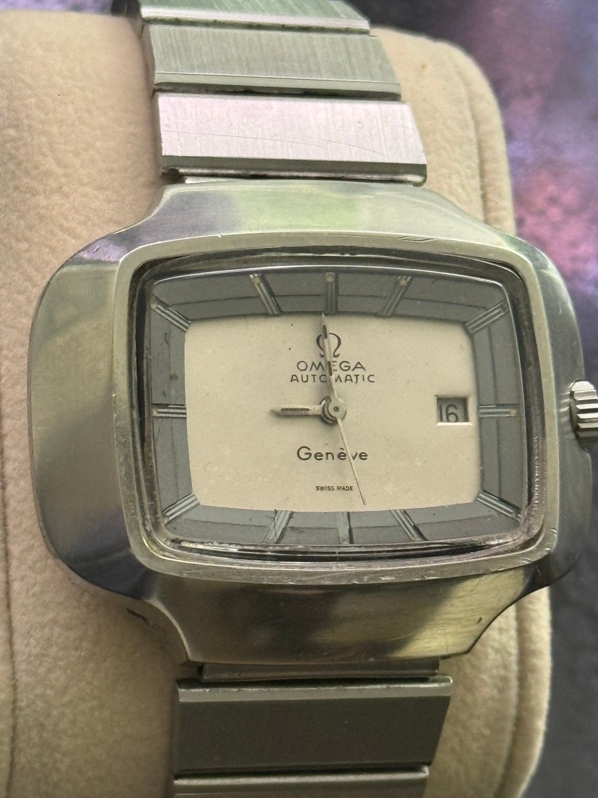 Zeldzame Vintage Omega Genève TV Case –Automaat – Loopt goed, Ophalen of Verzenden, Staal, Omega, 1960 of later