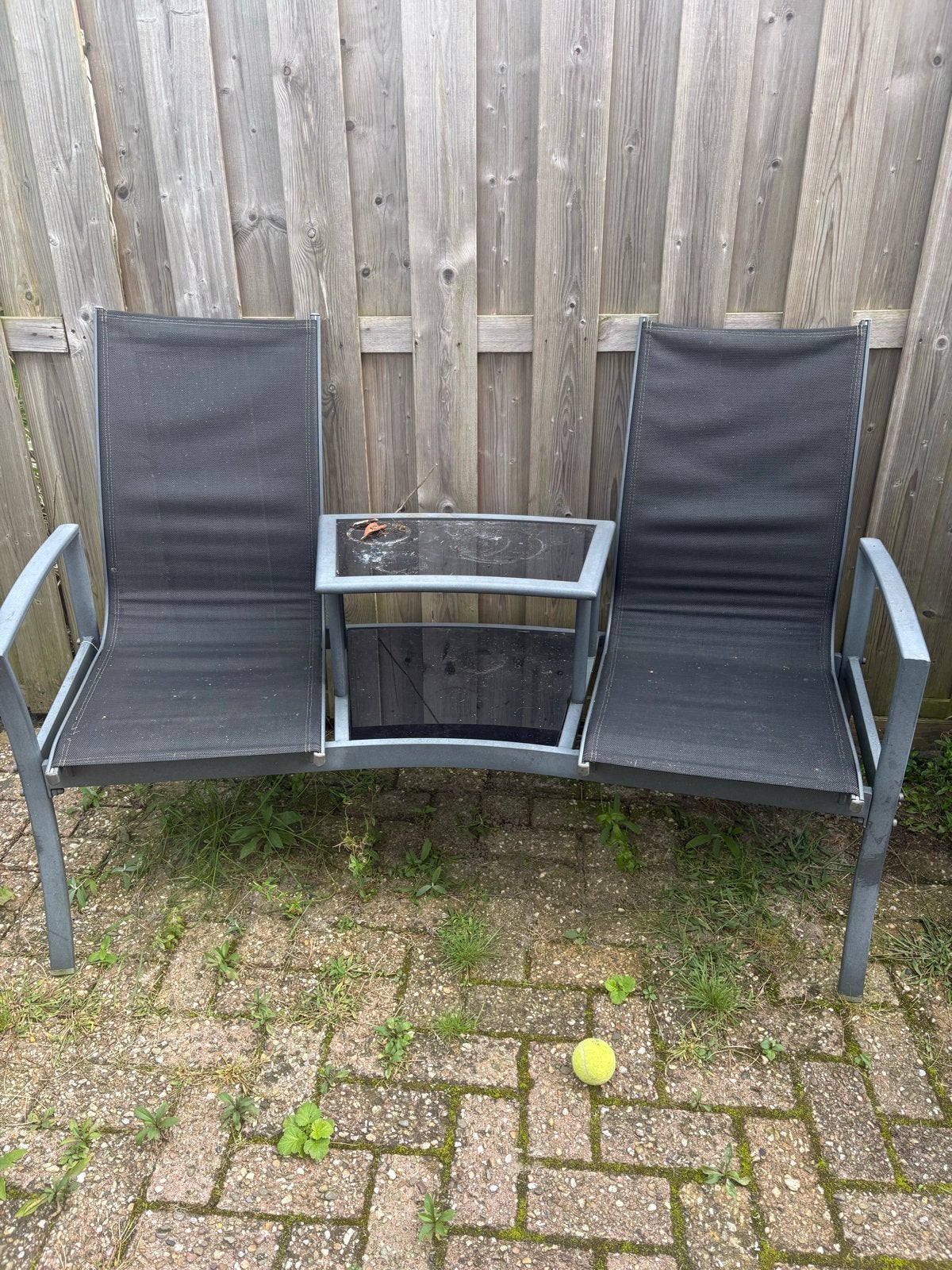Tuinbank met tafel - 2-zits, Ophalen, Gebruikt, Metaal