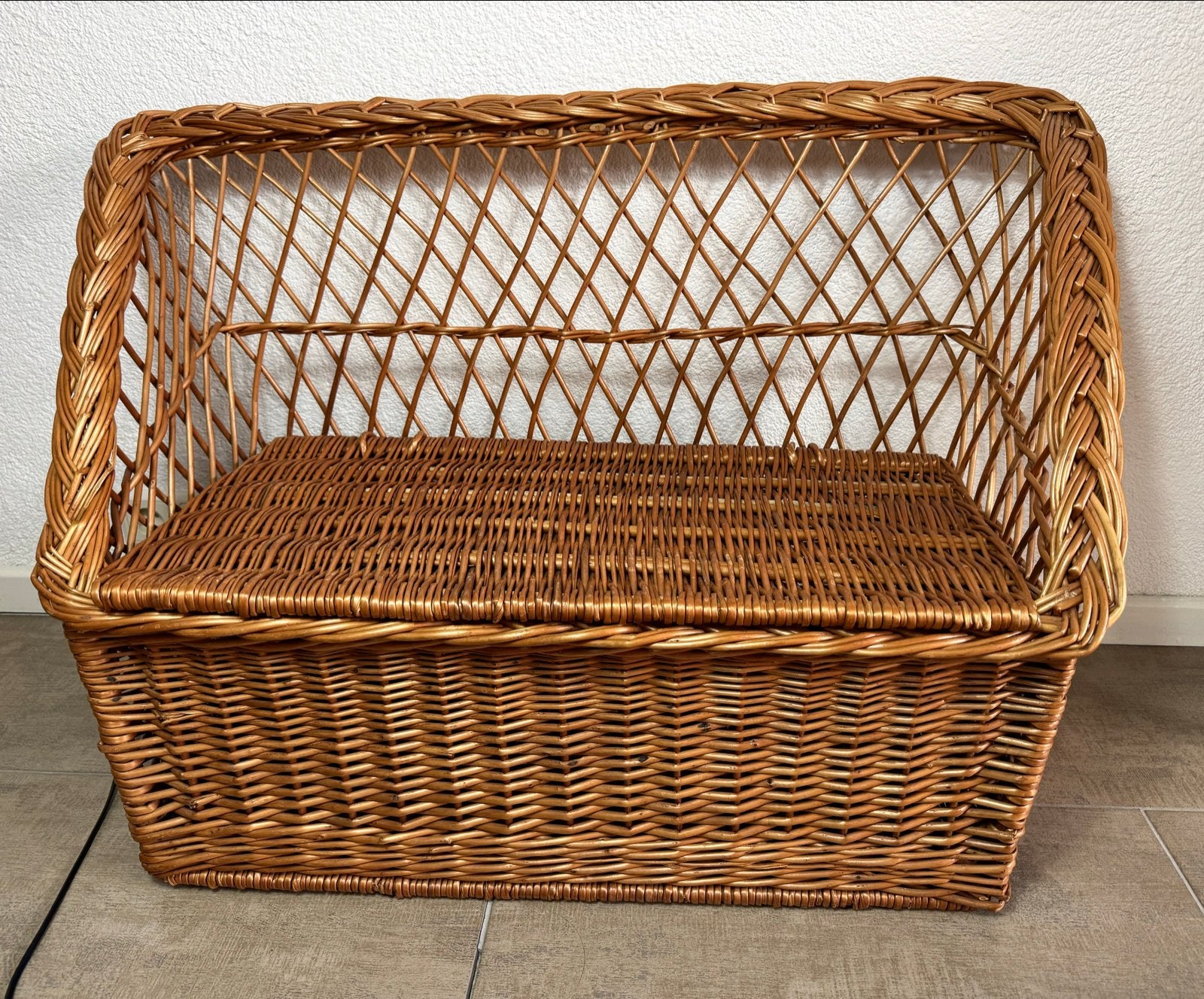 Vintage rotan kinderbankje met opbergruimte, Ophalen, R, R, R