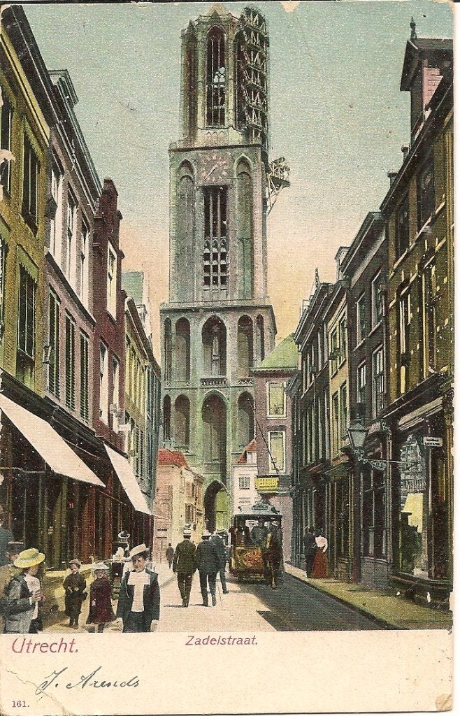 Oude Ansichtkaart Utrecht Zadelstraat Domtoren 1905, Ophalen of Verzenden, Voor 1920, Gelopen, Utrecht