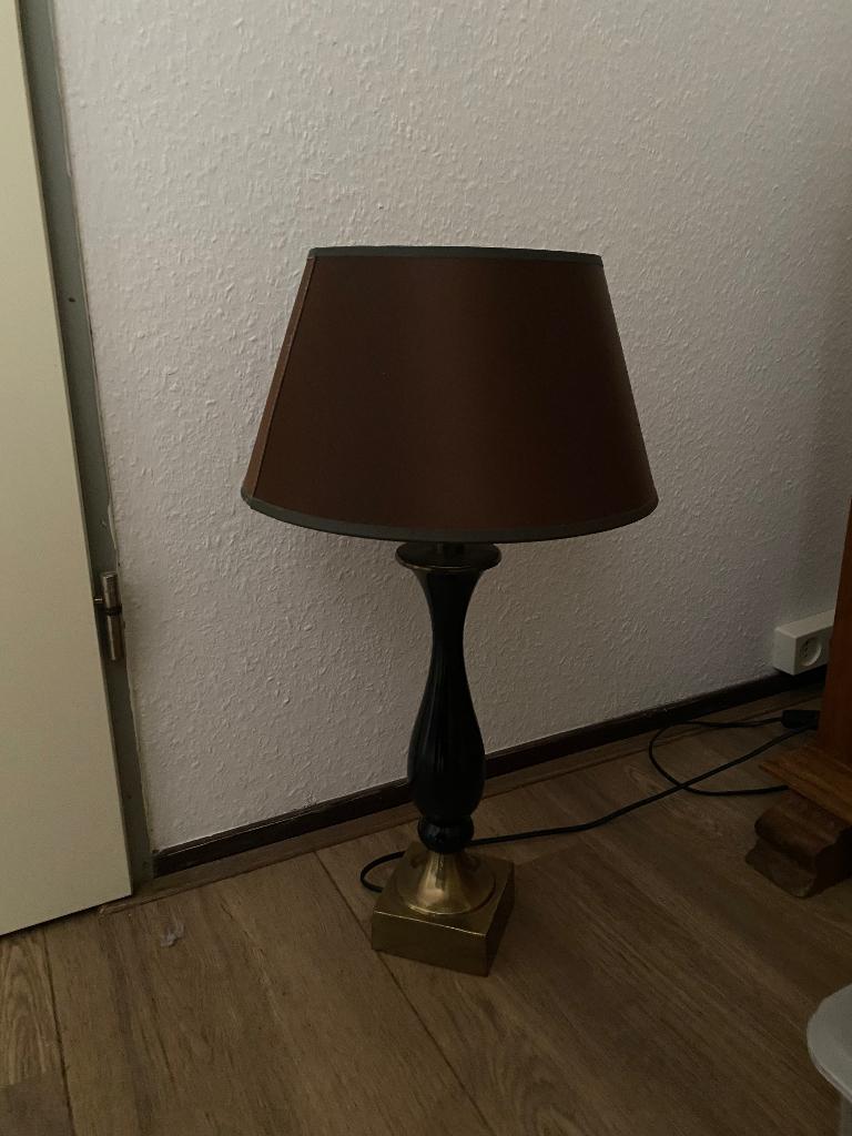 Schemerlamp met bruine kap, Huis en Inrichting, Lampen | Tafellampen, Ophalen, Zo goed als nieuw, 50 tot 75 cm