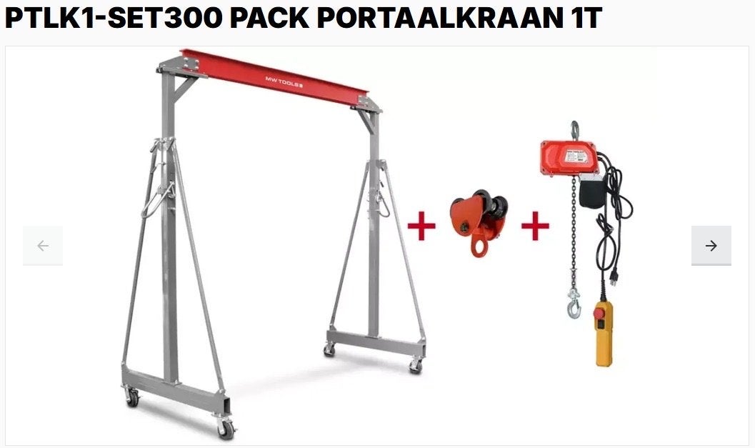 Portaalkraan 1 Ton met elektrische lier, Ophalen