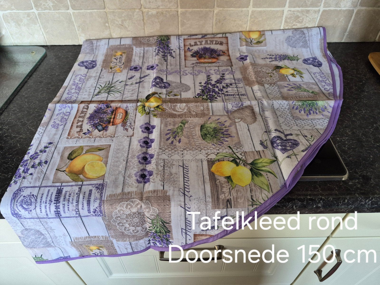 Tafelkleed rond 150 cm lavendel en citroenen (nieuw), 150 cm, Rond, Nieuw, Ophalen of Verzenden