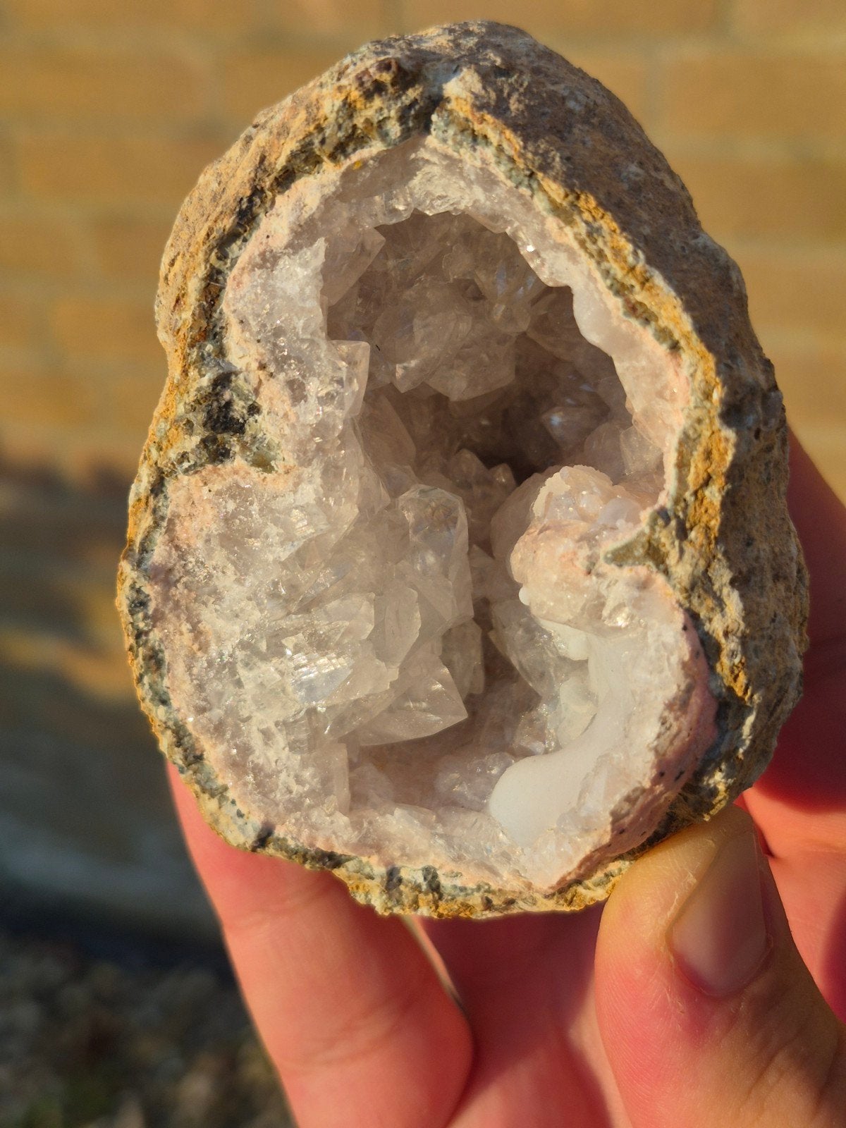 Mexicaanse geode paar met roze opaal, Ophalen of Verzenden