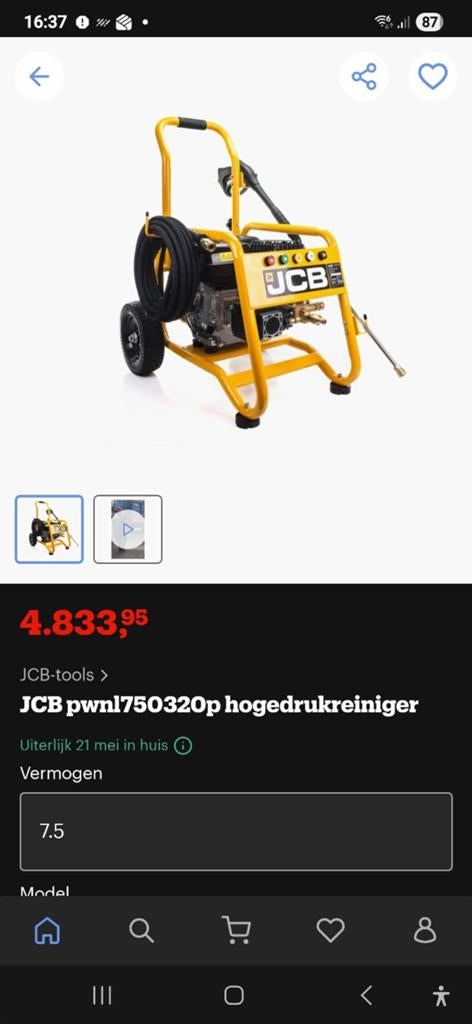 Nieuwe JCB hogedrukreiniger, Ophalen, Nieuw, Benzine, JCB