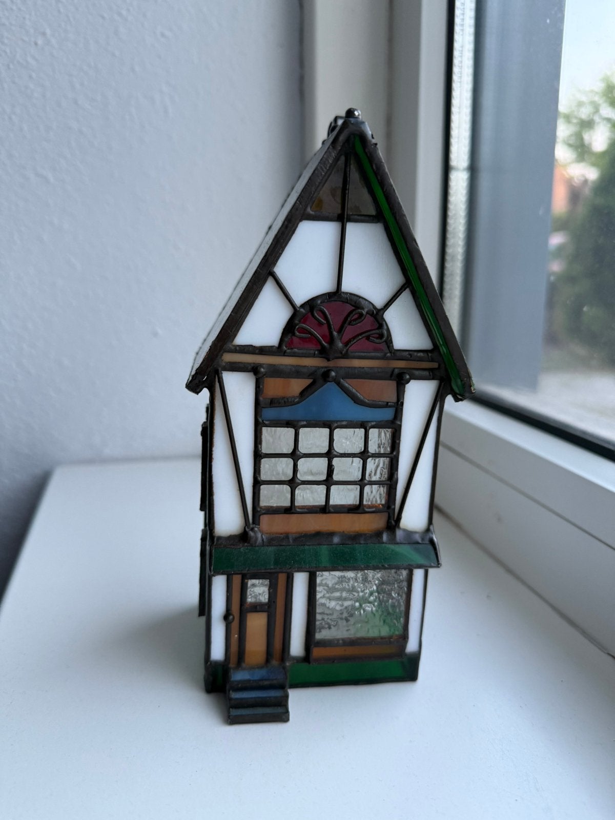 Tiffany tafellamp kap  Glas-in-lood Huisje-, Antiek en Kunst, Ophalen