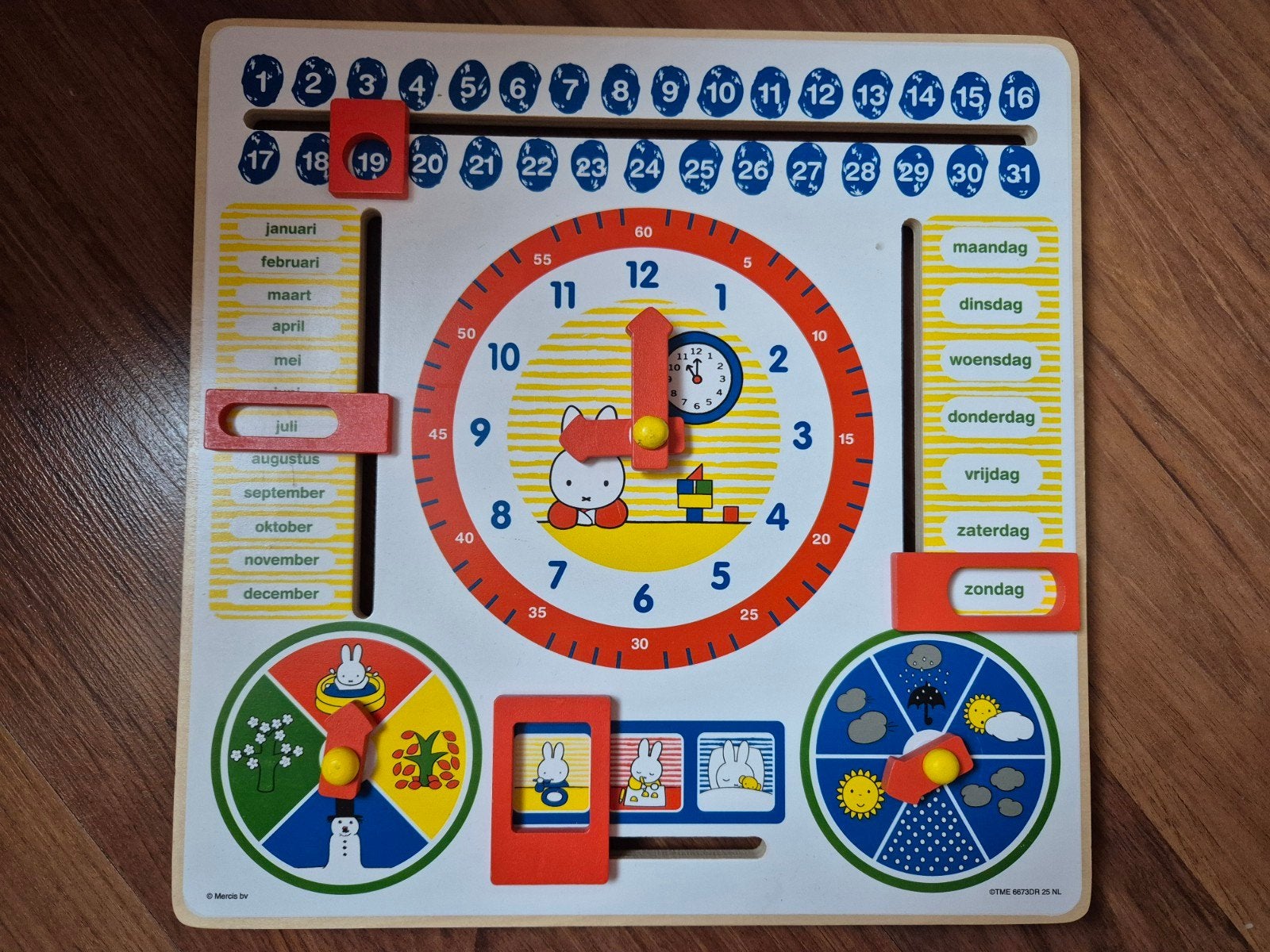 Houten Kalender en Klok Leerbord voor Kinderen, Ophalen, Gebruikt, Overige typen