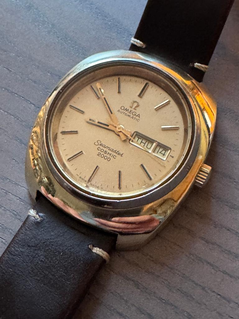 Omega Cosmic 2000 Doublé Jumbo 'Cushion Size' Automaat, Overige materialen, Met bandje, Polshorloge, Omega