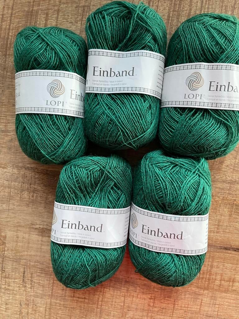 5 bollen Einband Lopi IJslandse pure wol Groen 250 gr 1250 m, Ophalen of Verzenden, Nieuw, Breien of Haken, Wol of Garen