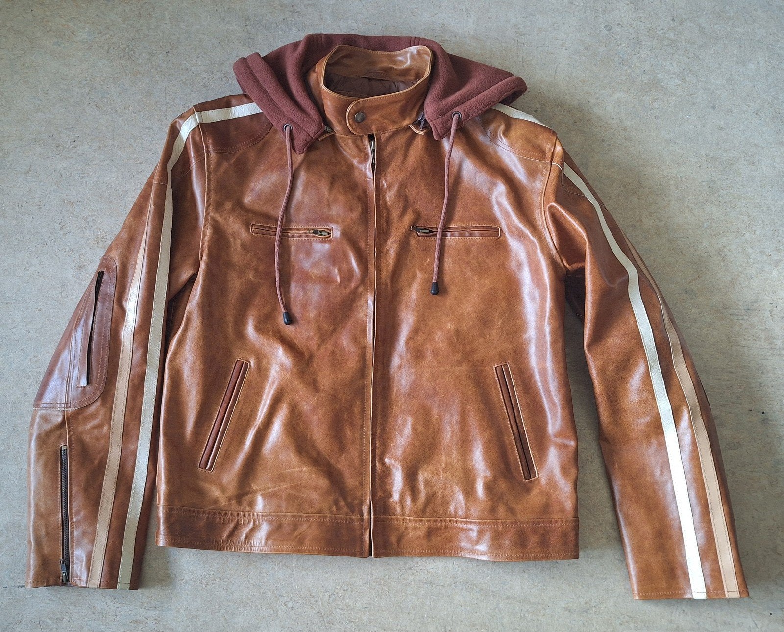 Leren jas Superior New York met capuchon - Maat XL, Ophalen of Verzenden, Zo goed als nieuw, Maat 56/58 (XL), Bruin