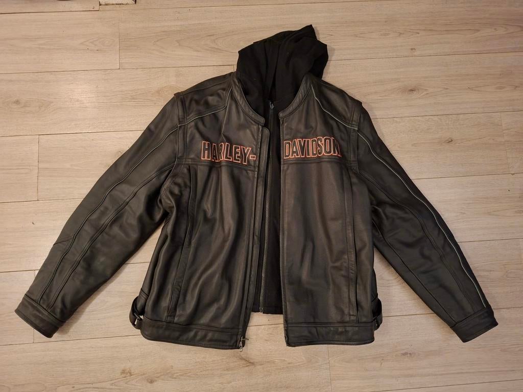 Harley-Davidson Lederen motorjas zwart maat 3XL, Motoren, Ophalen, Harley-Davidson, Heren, Jas | leer