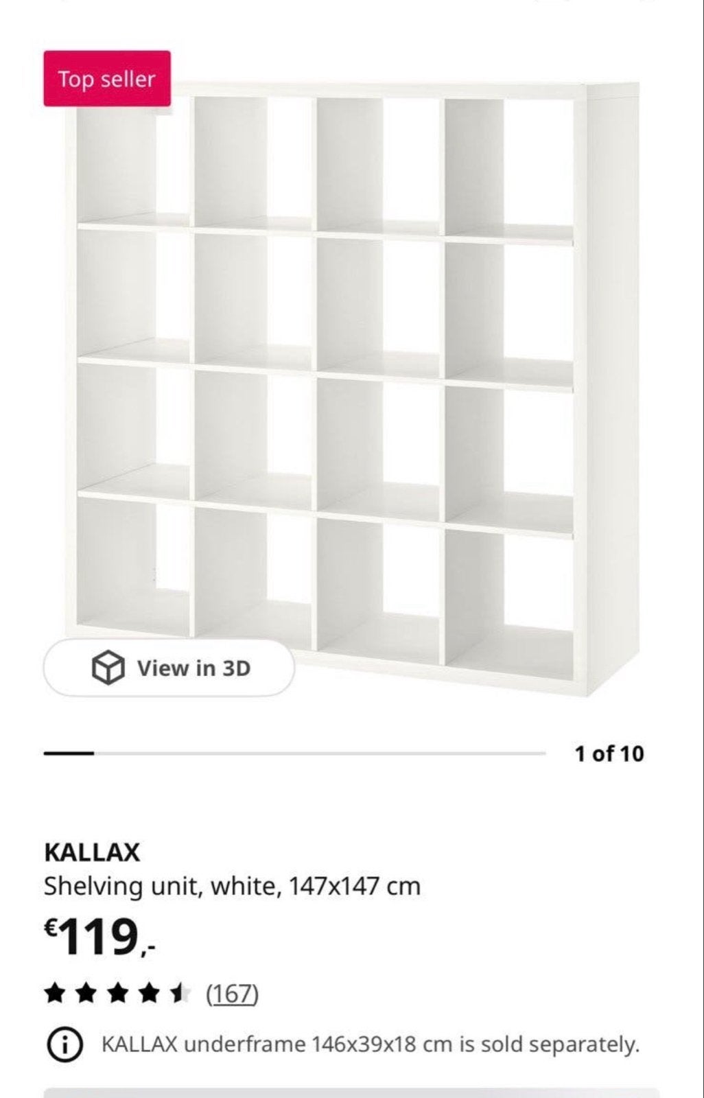 KALLAX Open Kast Wit 147x147 cm - IKEA, Huis en Inrichting, Kasten | Boekenkasten, Ophalen, 100 tot 150 cm, Zo goed als nieuw
