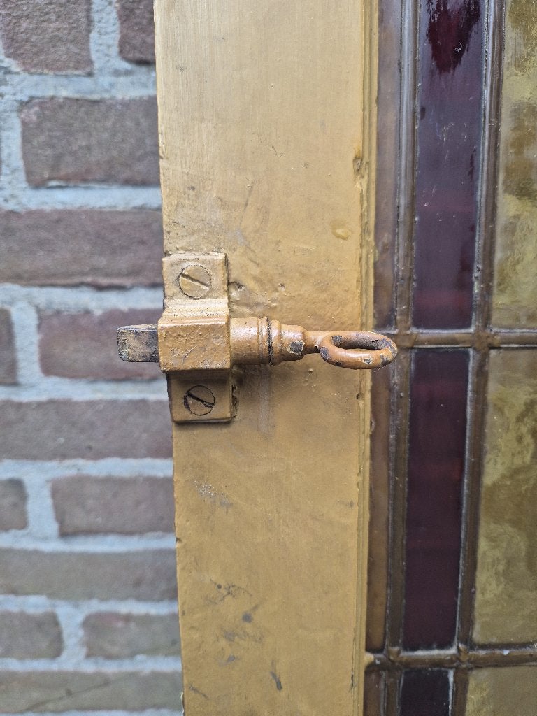 twee  prachtige grote glas in lood ramen fraai in kozijn, Ophalen, Gebruikt, Minder dan 80 cm, Glas in lood