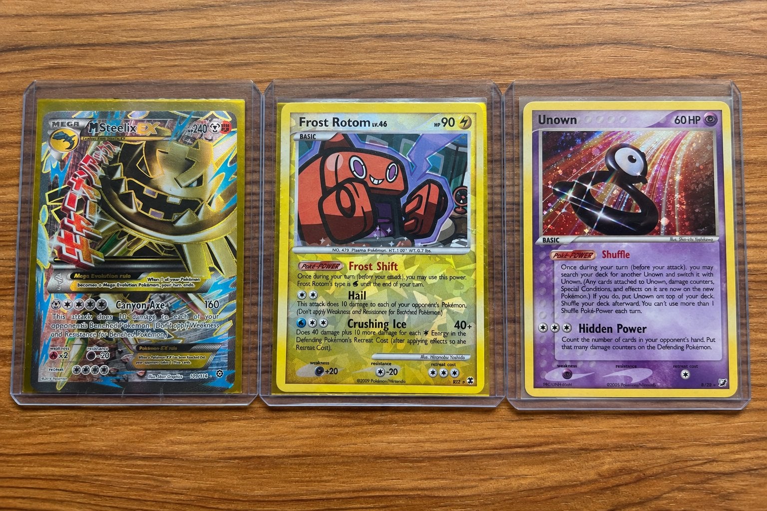 Pokémon Kaarten: Unown, M Steelix EX, Frost Rotom, Verzenden, Gebruikt, Meerdere kaarten