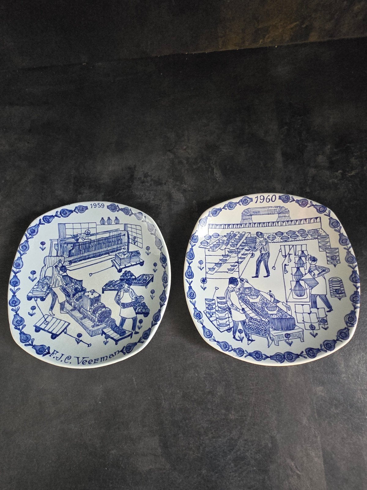 2 vintage wandborden Stavangerflint Noorwegen, Karl Nyquist, Ophalen of Verzenden
