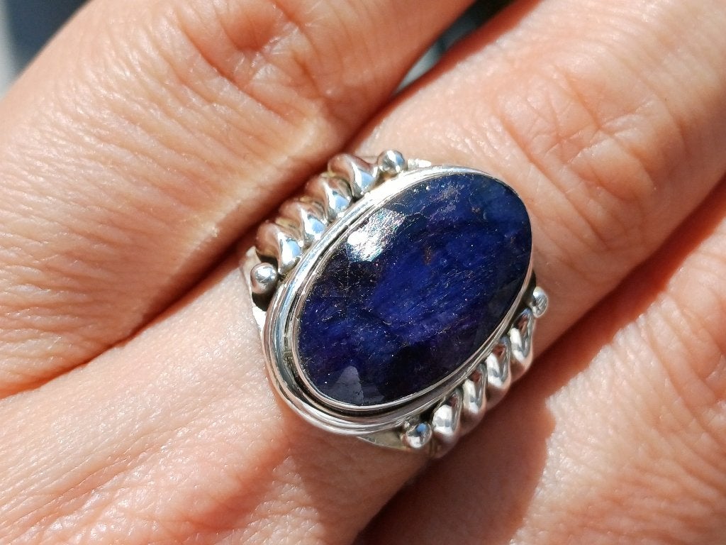 Vanoli 925 zilveren ring met ruwe saffier maat 18,25, Daiva1973@hotmail.com, 18 tot 19, Vanoli, Blauw