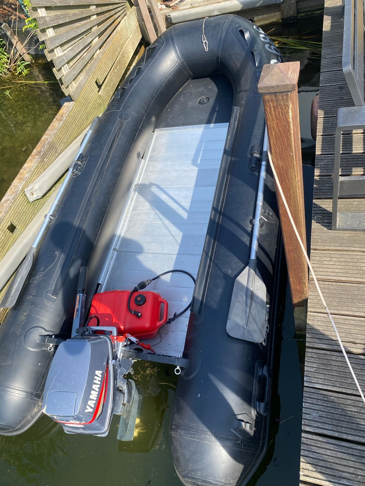 Rubberboot met Yamaha 6 PK 2-takt buitenboordmotor, Watersport en Boten, Ophalen, Gebruikt