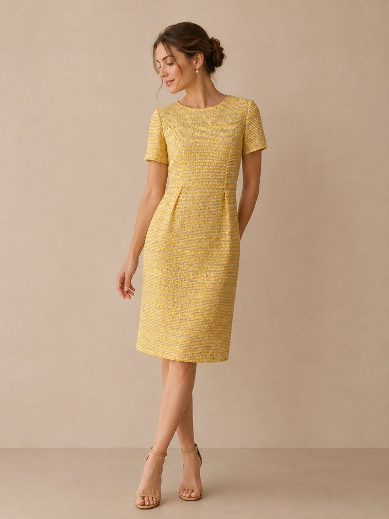 Natan collection geel crème jurk couture quiet luxury EU 40, Maat 38/40 (M), Verzenden, Geel, Zo goed als nieuw