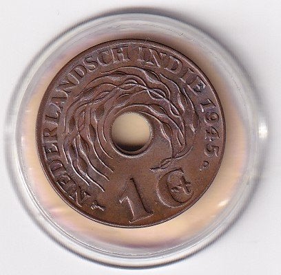 Nederlands Indie 1 Cent 1945 PP Prachtig Diverse muntkleuren, Postzegels en Munten, Munten | Nederland, Verzenden, Koningin Wilhelmina