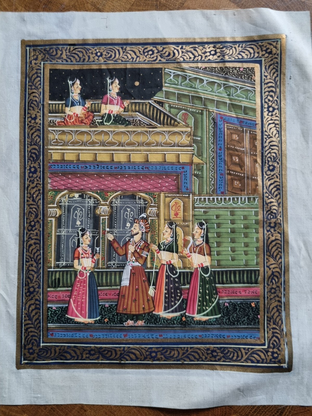 Mughal,Handgeschilderd zijden schilderij - Oosterse scène, Ophalen of Verzenden, Klassiek, Handgeschilderd, Overige onderwerpen